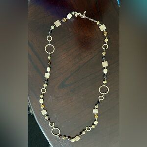 Lia Sophia Gold and Brown Geometric Necklace